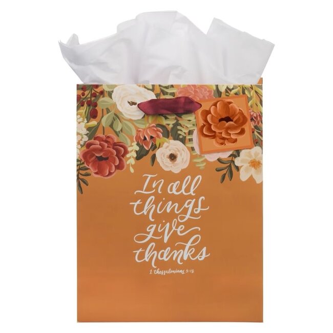 Give Thanks Pumpkin Spice Medium Gift Bag - 1 Thessalonians 5:18