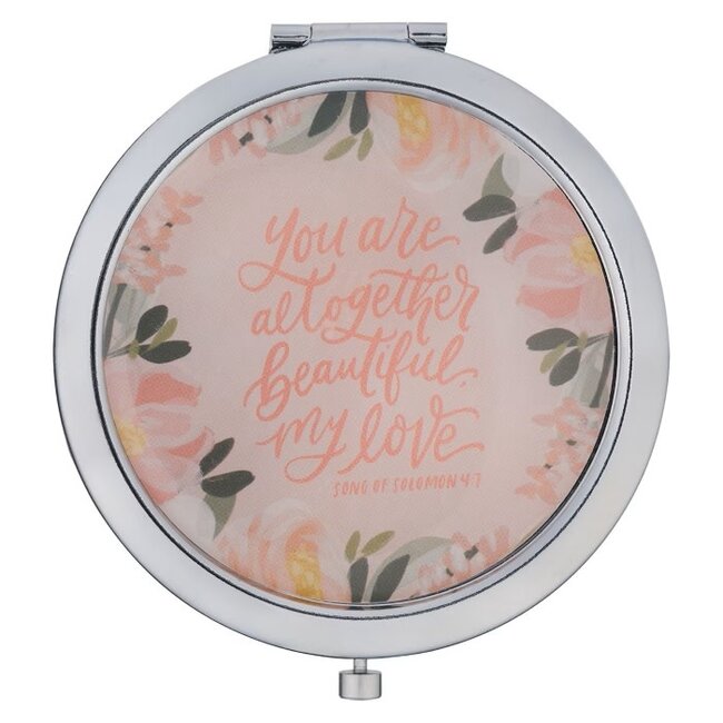Altogether Beautiful Silver Metal Compact Mirror – Song of Solomon 4:7