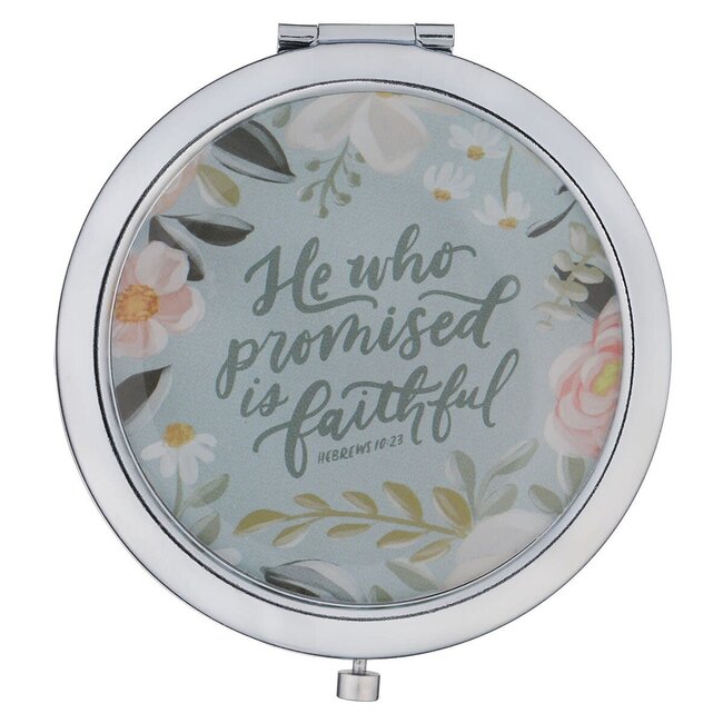 He Who Promised Silver Metal Compact Mirror - Hebrews 10:23