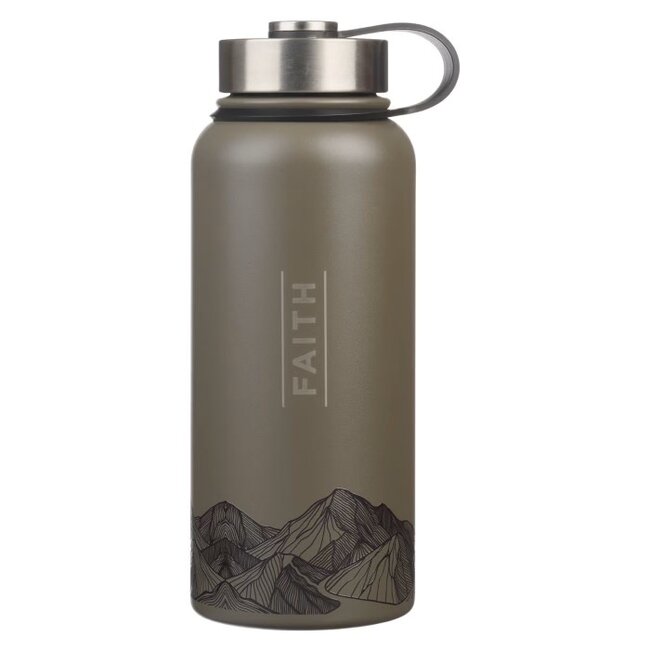 Faith Dusty Brown Stainless Steel Water Bottle - Matthew 17:20