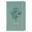 Faith Teal Floral Faux Leather Hardcover Notebook with Elastic Band Closure - 2 Corinthians 5:7