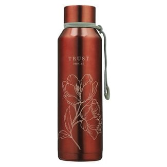 Trust Metallic Pomegranate Red Stainless Steel Water Bottle - Proverbs 3:5