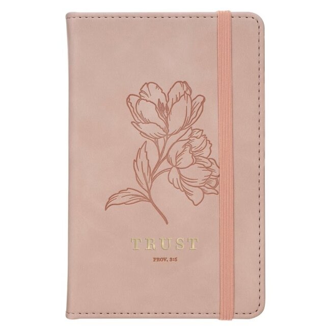 Trust Mottled Blush Faux Leather Hardcover Notebook with Elastic Band Closure - Proverbs 3:5