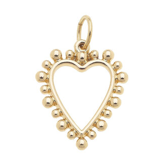 Studded Heart Charm in Shiny Gold
