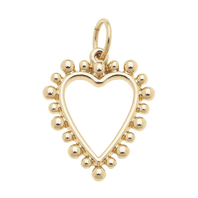 Studded Heart Charm in Shiny Gold