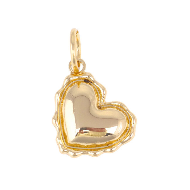 Stamped Heart Charm in Shiny Gold