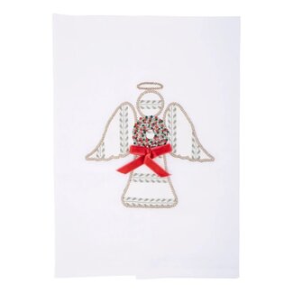 Christmas Wreath Angel Tea Towel