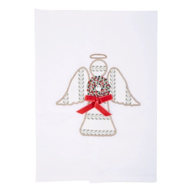 Christmas Wreath Angel Tea Towel