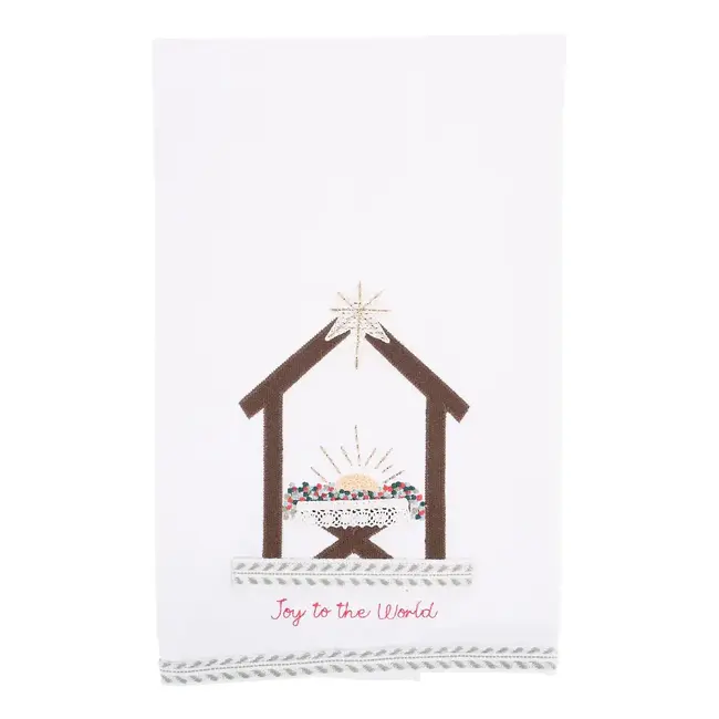 Joy to The World Nativity Tea Towel
