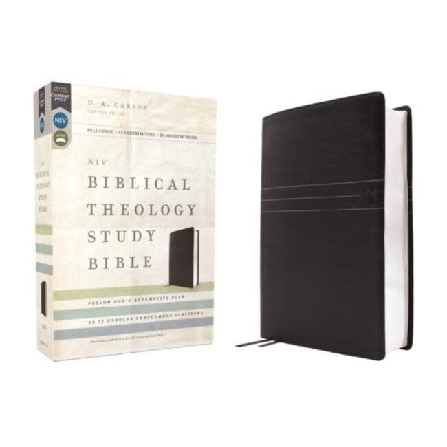 NIV, Biblical Theology Study Bible (Trace the Themes of Scripture), Leathersoft, Black, Comfort Print