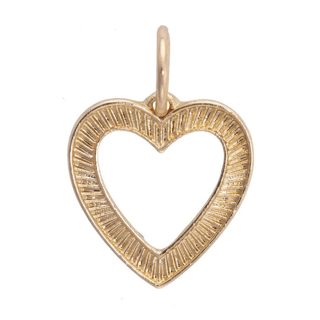 Fluted Open Heart Charm in Shiny Gold
