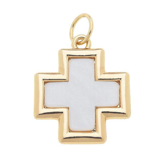 Cross Outline Charm in Mother of Pearl