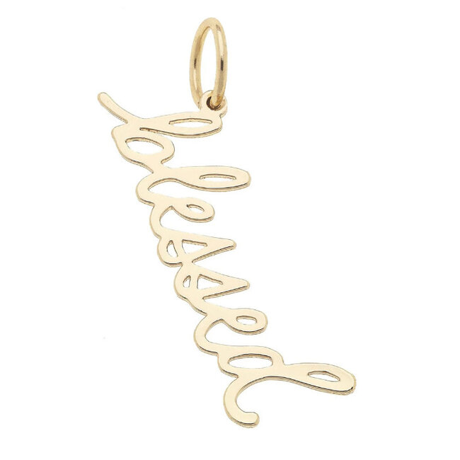 "Blessed" Cursive Script Charm in Shiny Gold