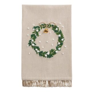 White Wreath Embroidered Towel