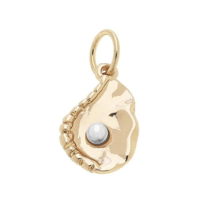 Oyster with Pearl Charm in Shiny Gold