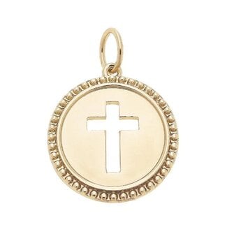Cross Coin Charm in Shiny Gold