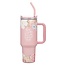 God is With Her Pink Floral 40 oz Stainless Steel Tumbler with Straw