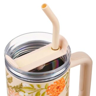 Consider the Wildflowers 40 oz Peach Stainless Steel Tumbler with Reusable Straw - Luke 12:27