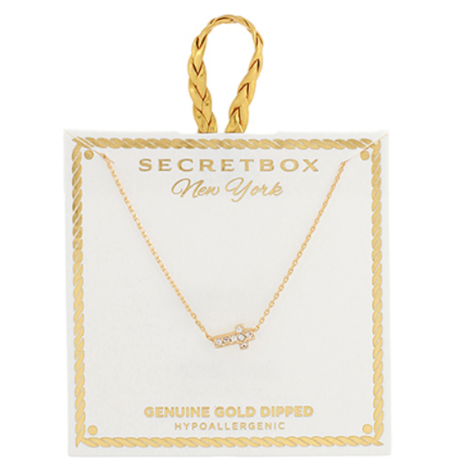 Pave CZ Tiny Cross Necklace - Gold