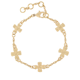 Hammered Cross Station Bracelet - Gold