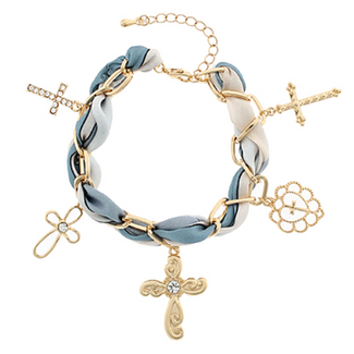 Multi Cross Charm Scarf Chain Bracelet