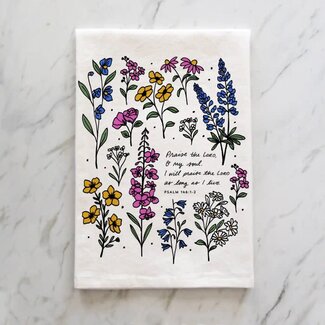 Praise the Lord Wildflowers Tea Towel