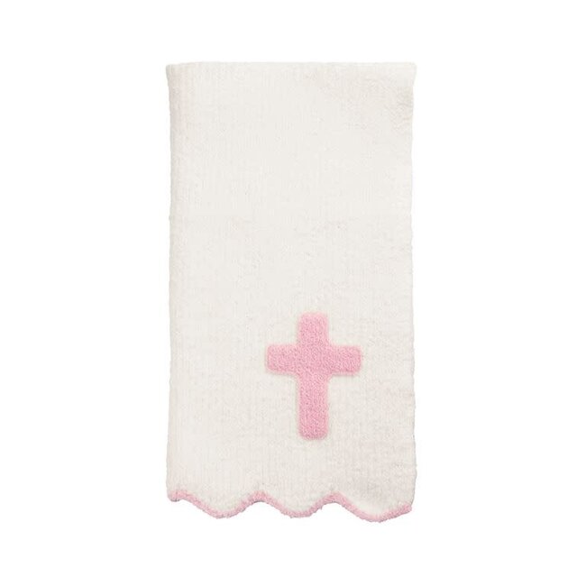 Pink Cross Chenille Blanket
