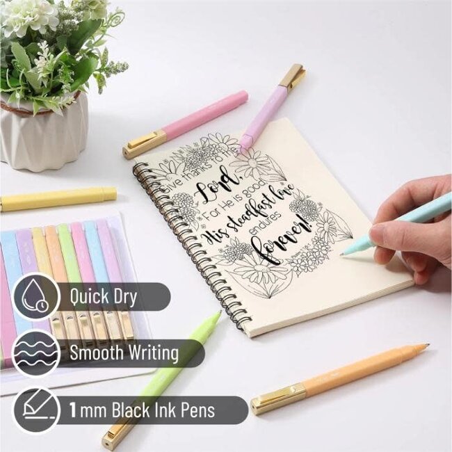 Aesthetic Highlighters and Pens No Bleed, 12 Pack, Pastel