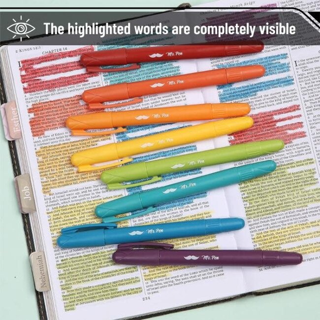 Mr Pen 16-Pack No Bleed Bible Highlighters