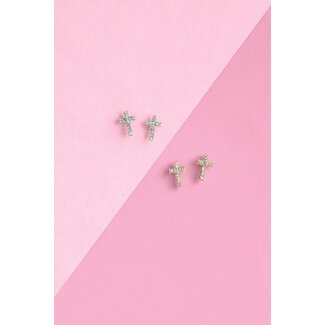 Gold Cross Stud Earrings