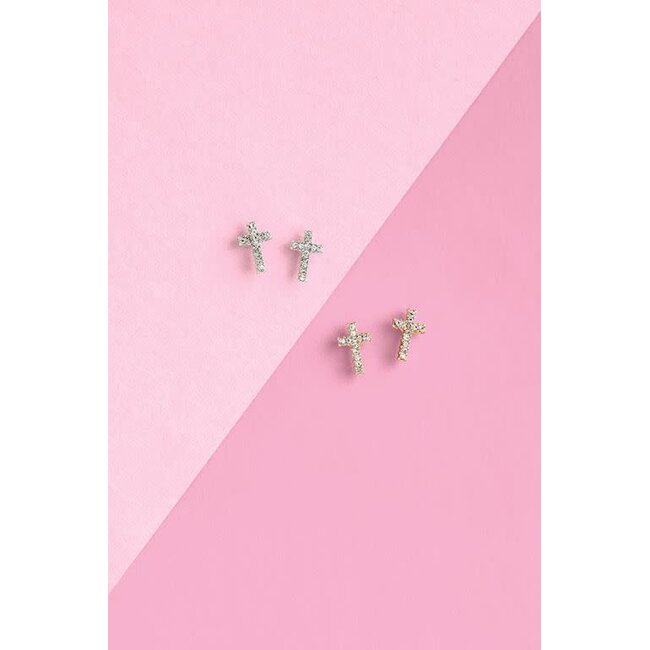 Silver Cross Stud Earrings