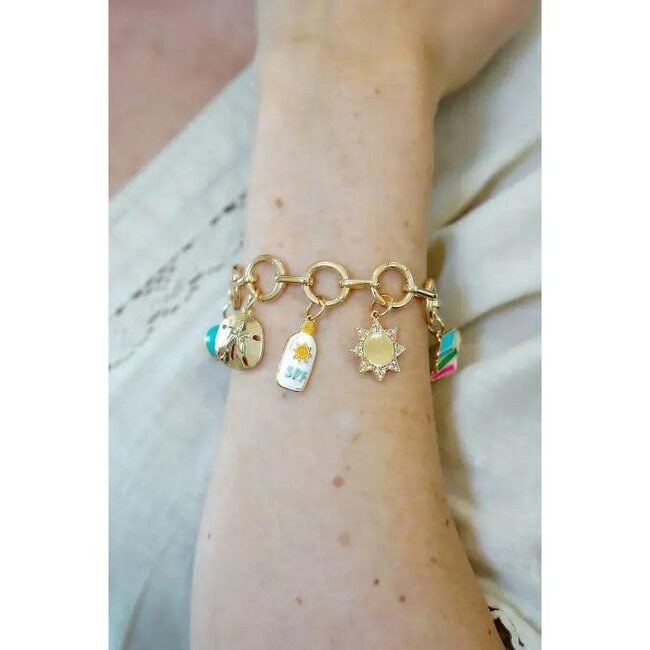 Juliette Charm Collector Bracelet Base in Shiny Gold