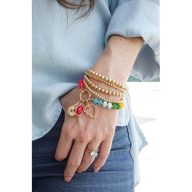 Lucy Gemstone Beaded Charm Bracelet Base in Rainbow Multi