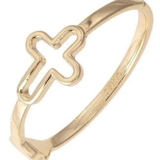 Open Cross Hinge Bangle in Shiny Gold