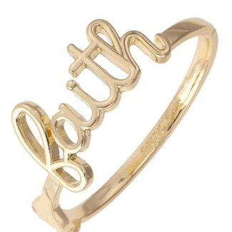 Faith Script Hinge Bangle in Shiny Gold