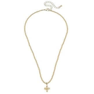 Camila Cross Ball Bead Necklace in Shiny Gold