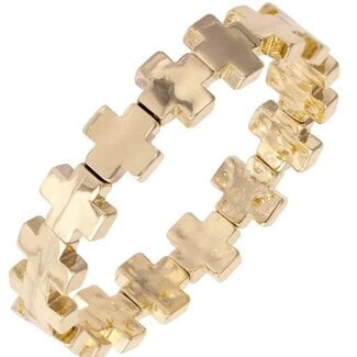 Edith Square Cross Stretch Bracelet in Shiny Gold