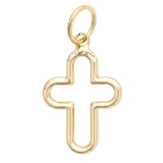 Bubble Cross Charm in Shiny Gold