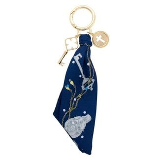 Elodie Cross Coin Scarf Bag Charm in Navy