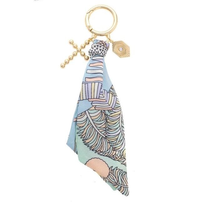 Louisa Beaded Cross Scarf Bag Charm in Pastel Multi