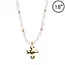 White Natural Stone with Shiny Gold Cross 16"-18" Necklace