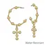 Gold Beaded Hoop with Cross Drop 1.25" Earring