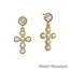 Water Resistant Pearl Studed 1" Cross Drop Earring