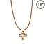 Brown Leather Cord with Pearl Studded Cross Charm 16"-18" Necklace