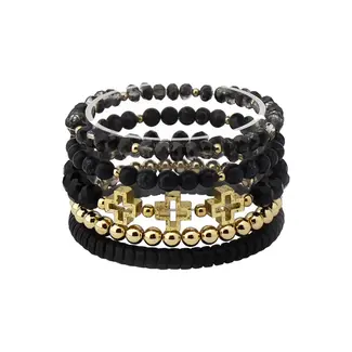 Black Cross Bracelet Stretch Set