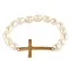 Freshwater Pearl Stretch Bracelet with Gold Cross
