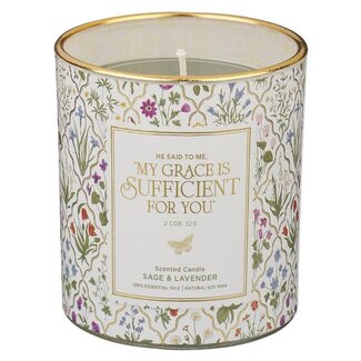 Glass Candle My Grace Is Sufficient 2 Cor. 12:9