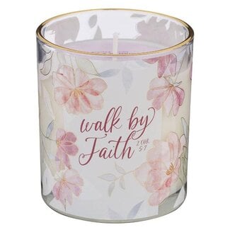 Glass Candle Walk By Faith 2 Cor. 5:7