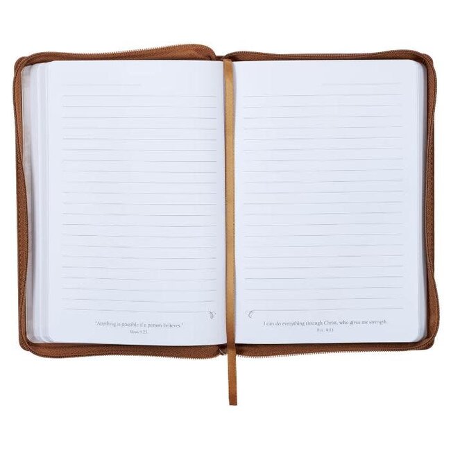 Journal Classic Zip Brown Floral All Things Phil. 4:13