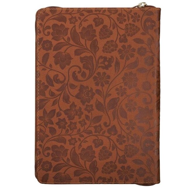 Journal Classic Zip Brown Floral All Things Phil. 4:13